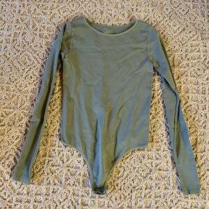 Free People Long Sleeve Olive Green Bodysuit